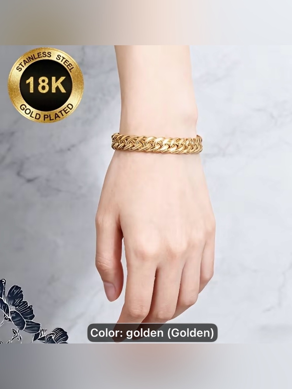 18k High quality Gold toned Braided Chain Bracelet - Women's Jewelry